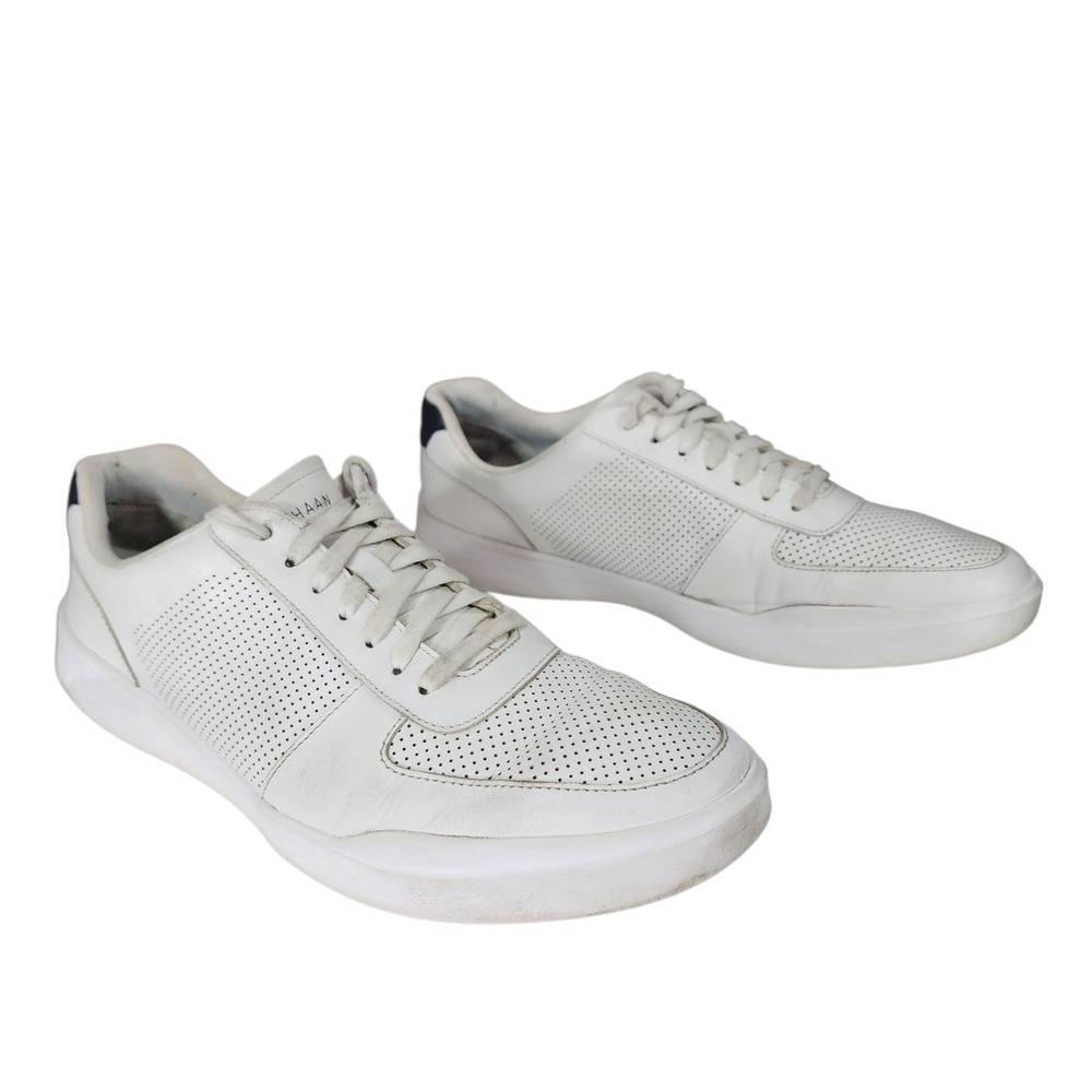 Cole Haan Sneakers sz 10M Men Grand Crosscourt White Leather Perf Lace NO INSOLE